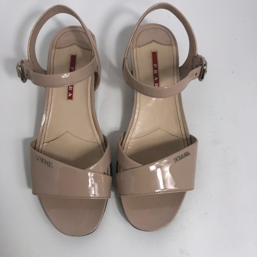 Prada | Patent Leather Open Toe Wedge Sandals~36 - Picture 3 of 8